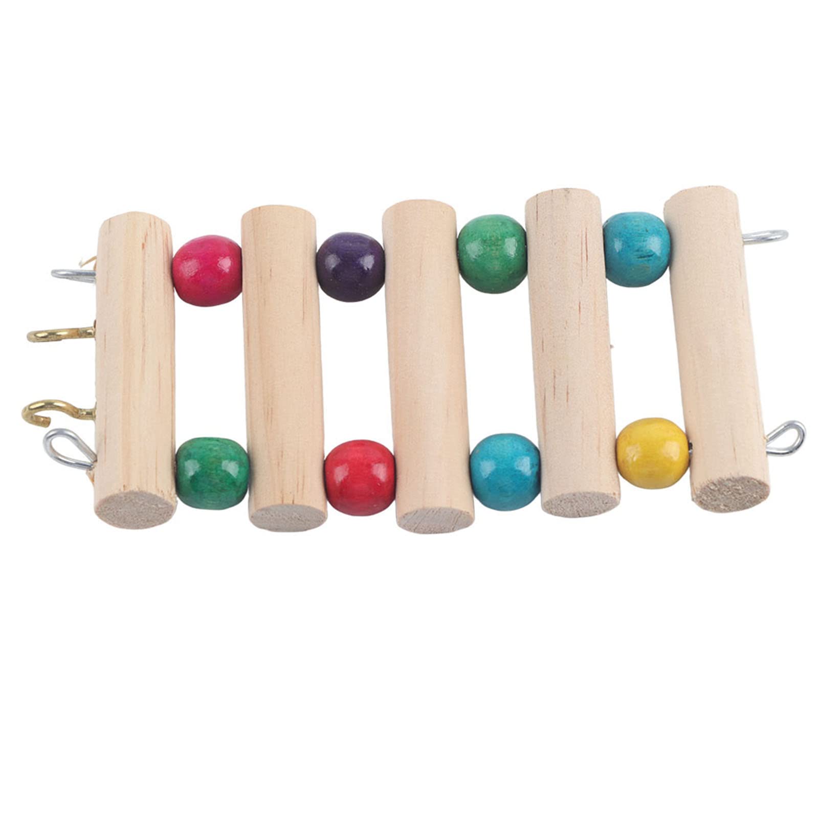 Generic Pet Ladder Bridge Steps Climbing Swing Wooden Rat Hamster Cage Toy for Fun Gnawing,Swinging and Climbing, 3Sizes, Bird Toys (S（5steps 6 * 12cm）)