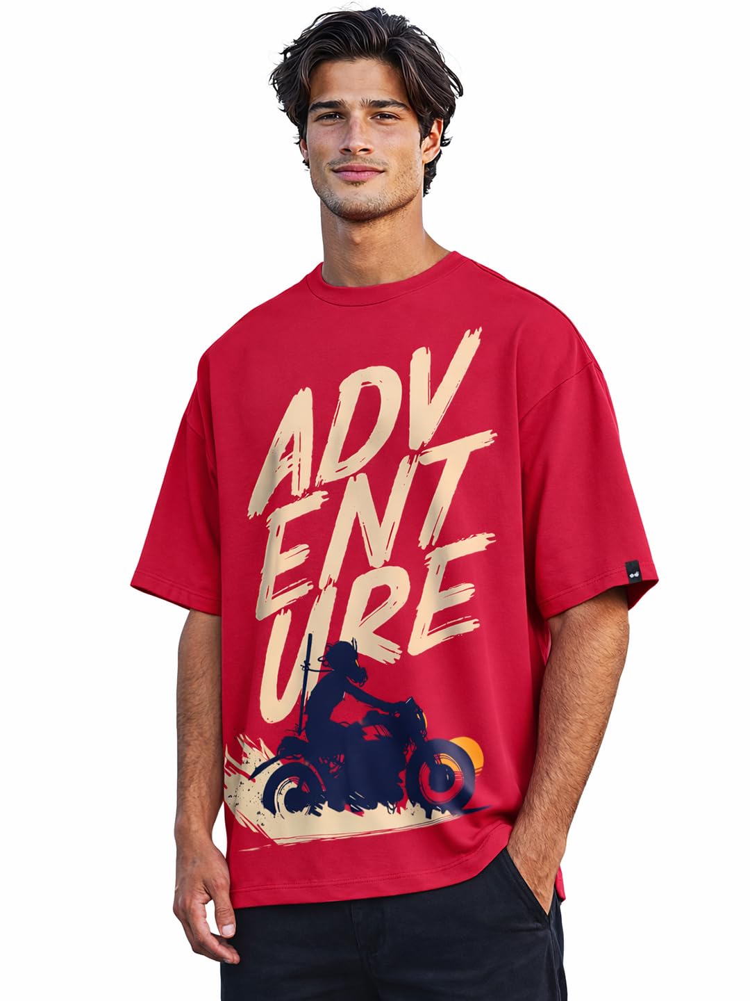 Men's Graphic Printed 100% Cotton T-Shirt - Oversized Fit, Round Neck, Half Sleeves