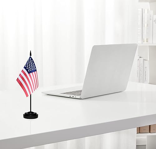 Miniatura 6 de Juego de 8 banderas de escritorio de Estados Unidos, mini banderas de mesa pequeñas de Estados Unidos, bandera de escritorio en miniatura con poste