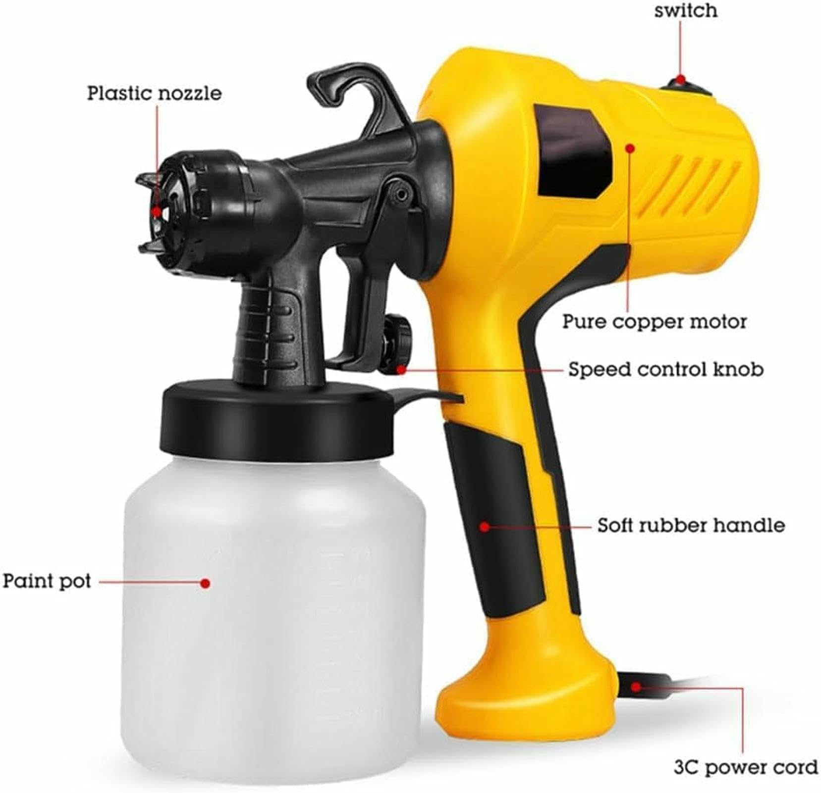 Pistola eléctrica de chocolate para postres, 500 W, kit de pulverización de pintura para decoración de pasteles con 3 patrones para repostería y repostería