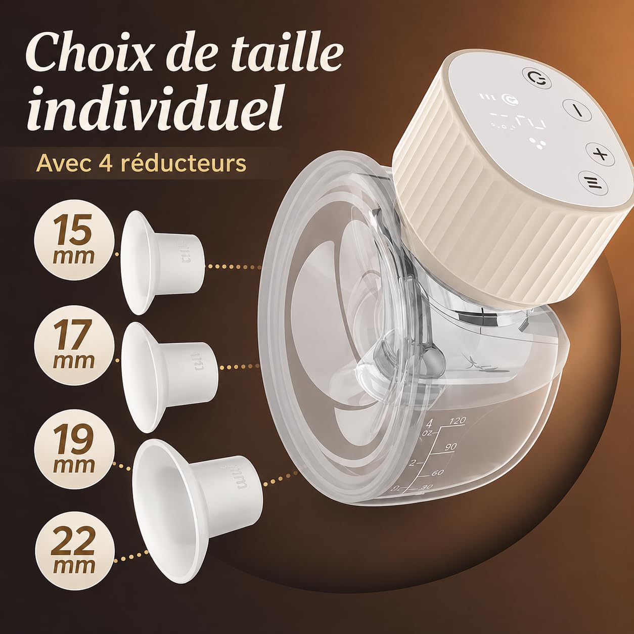 Neno Vento – Tire-Lait Électrique Portable Mains Libres 3 Modes, Pompe Électrique Sans Fil avec USB-C, Coque 150ml Pour la Collecte du Lait Maternel, 4 Téterelles en Silicone(15-22mm), Sans BPA