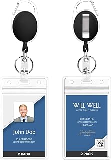 2 Pack Soft Plastic Badge Holders with Heavy Duty Badge Reels A
