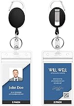 2 Pack Soft Plastic Badge Holders with Heavy Duty Badge Reels A