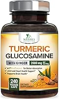 Turmeric Curcumin 2000mg with 95% Curcuminoids, Glucosamine, Ginger, MSM & BioPerine - Vegan Joint Support, 240 Caps