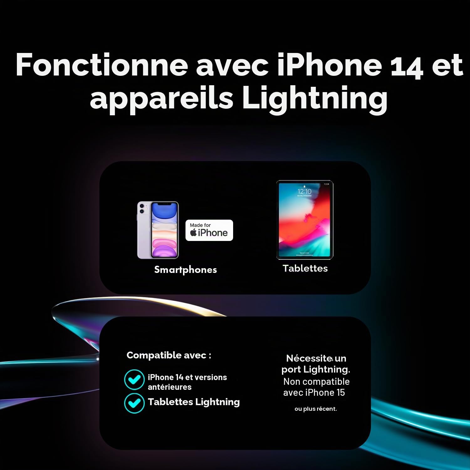 Movo NanoMic Microphone sans fil double Lightning pour iPhone 14 et Down - Micro cravate pour iPhone, idéal pour le vlogging et TikTok