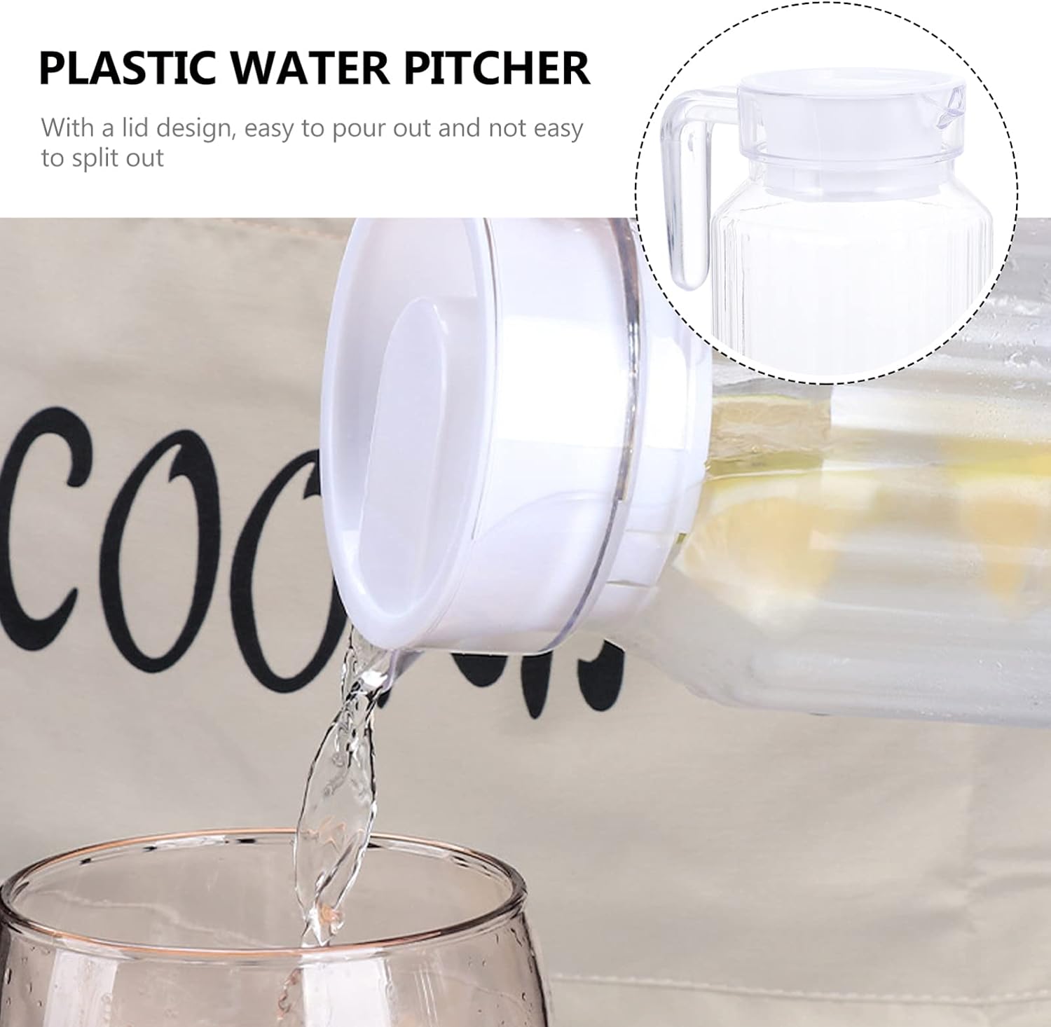 IMIKEYA Small Glass Pitcher Plastic Pitcher with Lid Cold Water Kettle Juice Water Beverage for Ice Tea Drinks Home Party Supplies Clear Teapot - Image 9