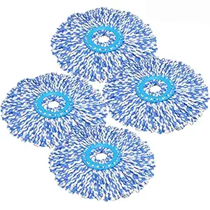 Primeway Polyester Water Absorbent Microfibre Spin Mop Refills | Dense Replacement Mop Heads | Floor Pocha Mop Cloth | XL | 38cm | 130grams | 4 Pcs, Blue