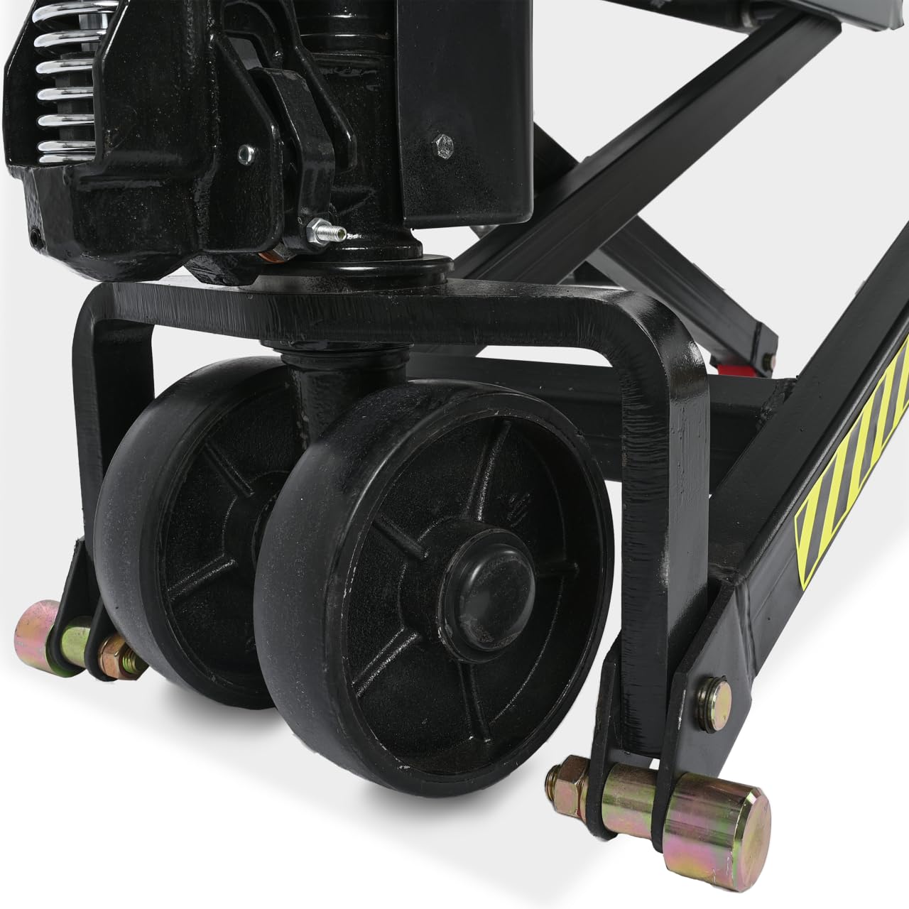 HEMMDAL Scherenhubwagen PTM | 1.000 kg Tragkraft | 85-800 mm Hubbereich | 1.150 mm Gabellänge | Lenkrad aus robustem Polyurethan | Polyurethan Einfach-Gabelrollen | Hubtisch