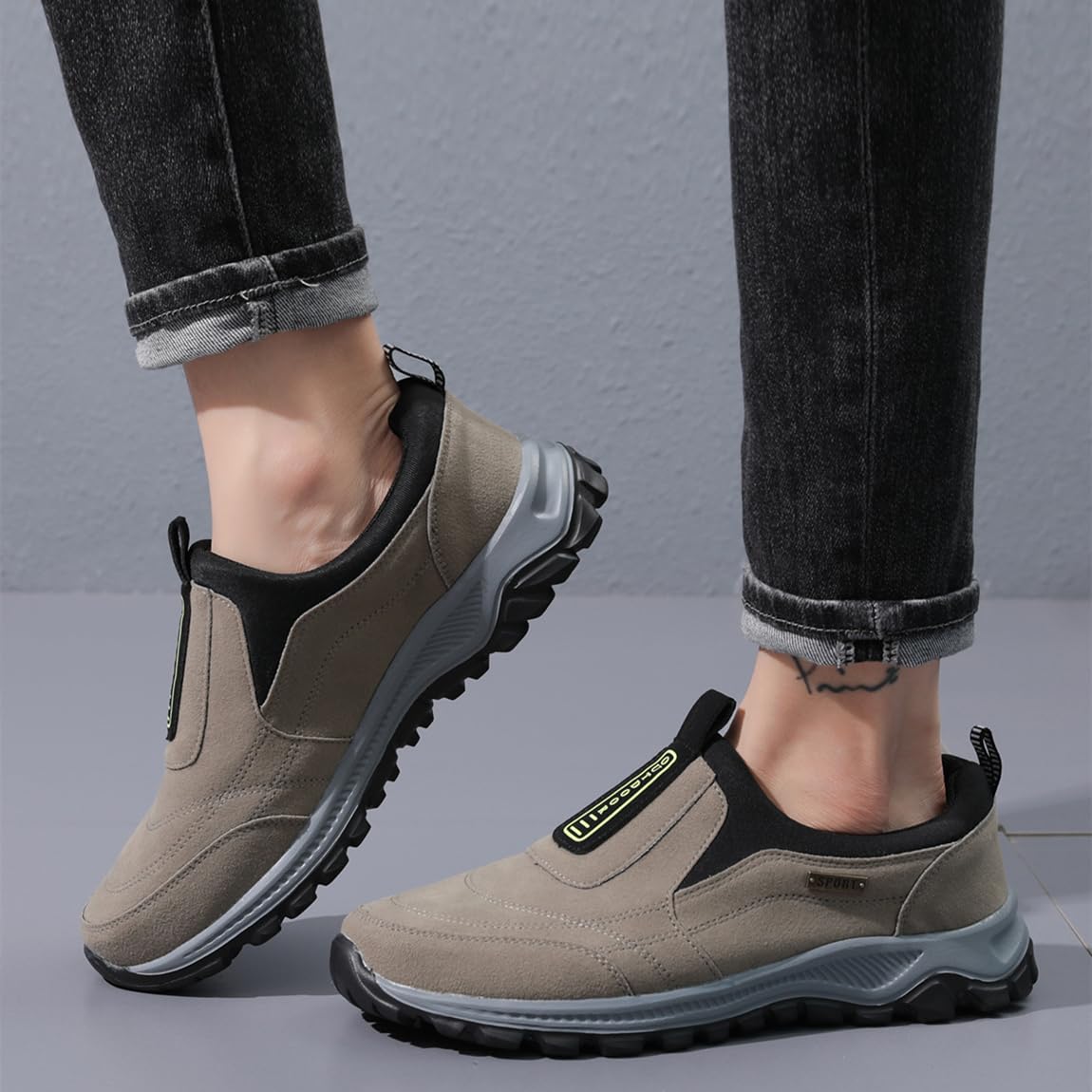 Mocasines sin Cordones para Hombre Zapatillas Ortopédicas Calzado de Walking Deportivo Zapatillas de Senderismo y Trekking