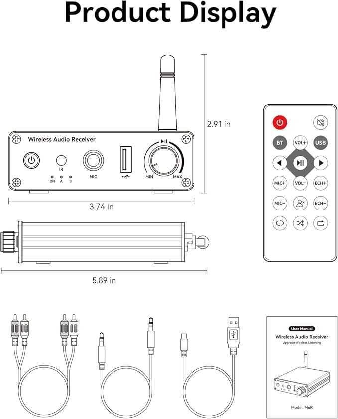 Receptor Bluetooth 6.0 MiiTeeks M6R miniatura 9