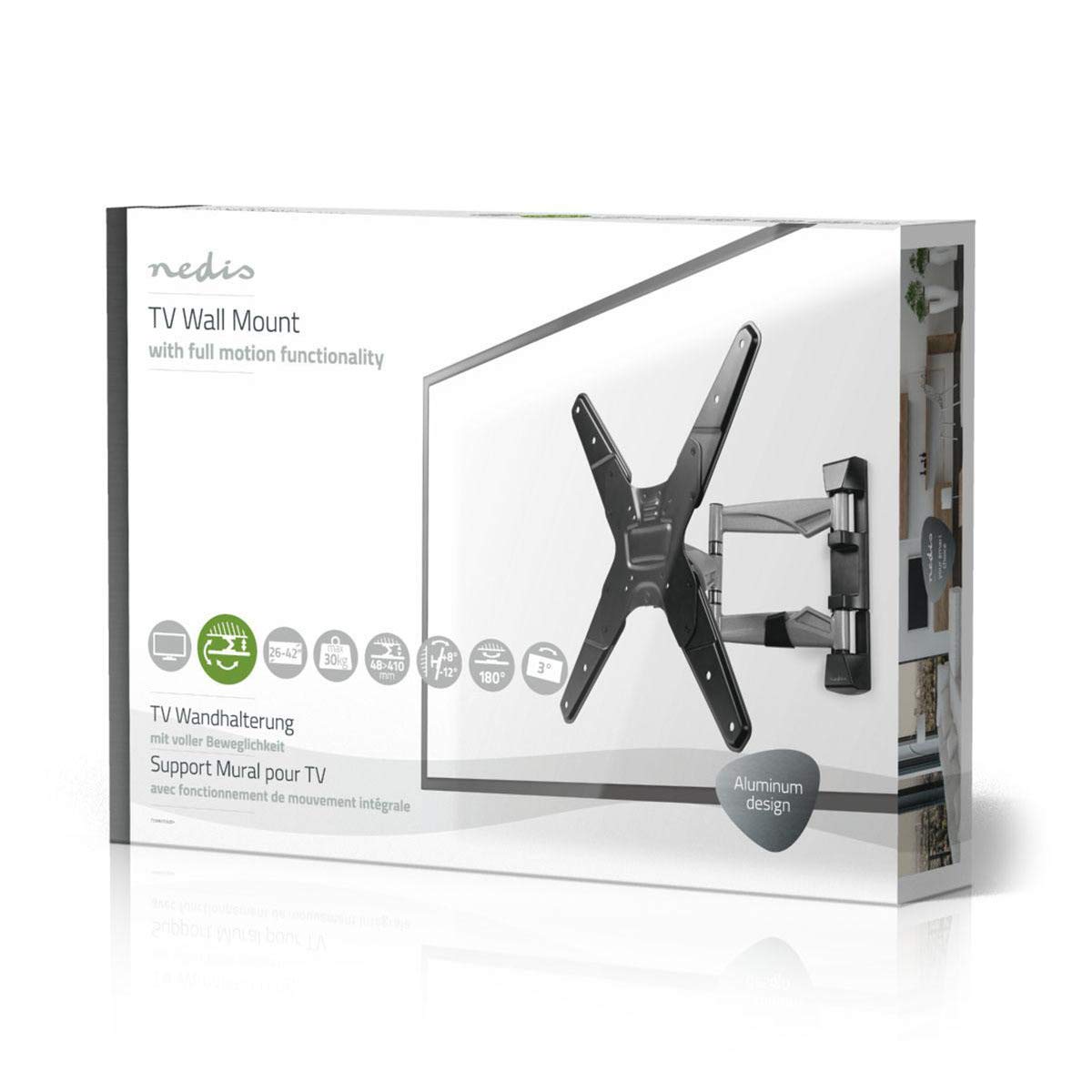 Supporto da parete per TV Full Motion - 23-55" - Peso massimo supportato dello schermo: 30 kg - inclinabile - Ruotabile - Distanza minima dal muro: 48 mm - Distanza massima dal muro: 410 mm