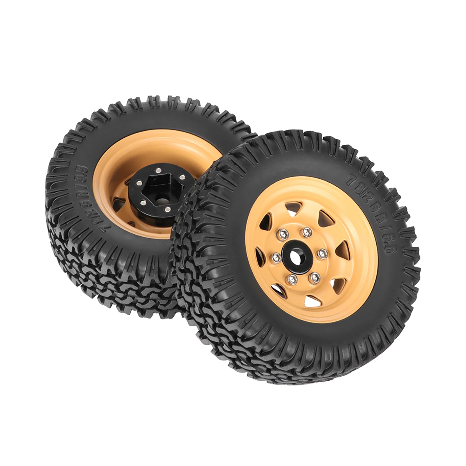 KEEDA Pneu RC 1,55" et jantes en alliage Beadlock pour voiture RC Crawler 1:10 Tamiya CC01 CC02 LC70 MST JIMNY AX90069 D90 (jaune)