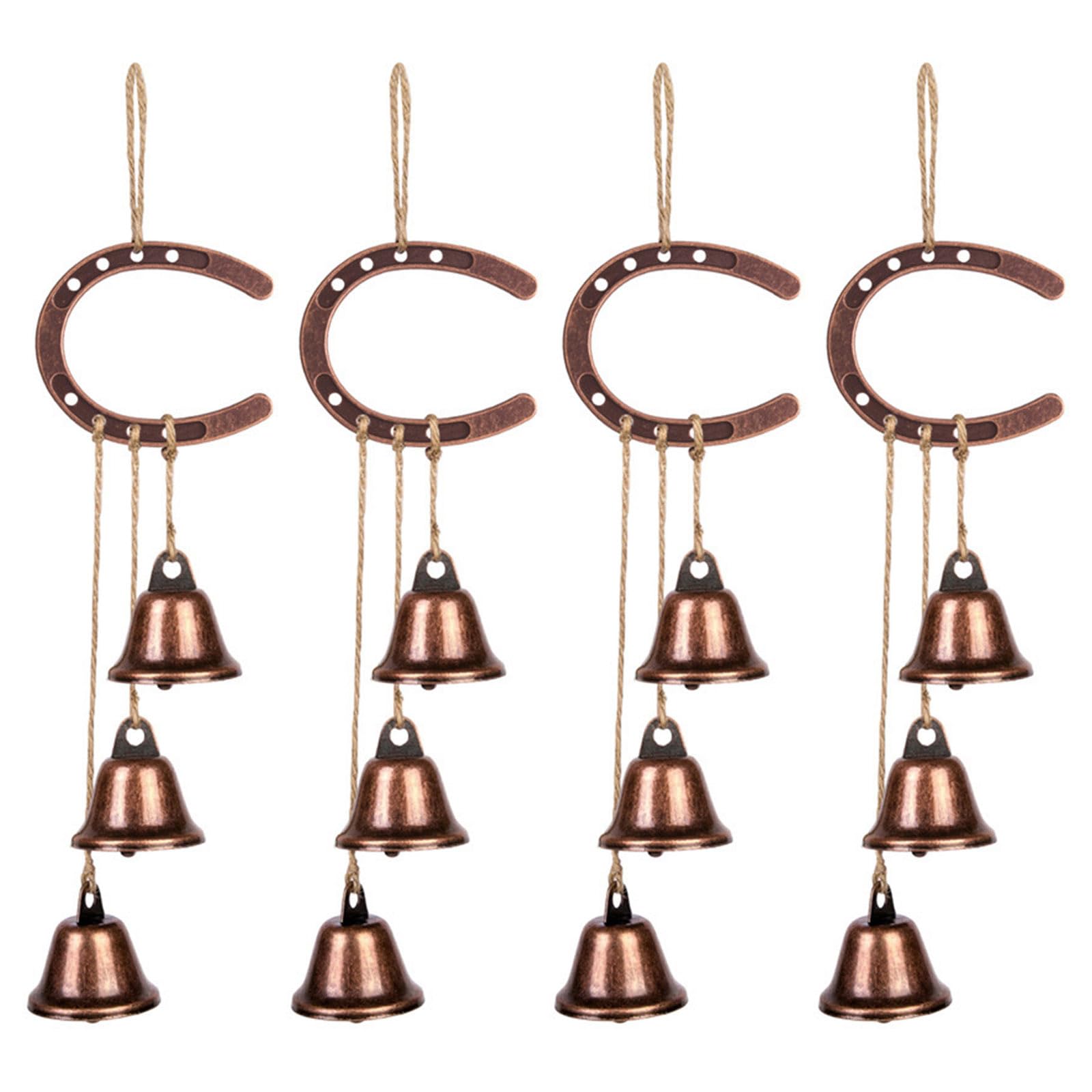 JSGHGDF 4 Piece Luck Horseshoe Shape Wind Chimes with Bells Metal Wall Hanging Ornament for Outdoor Indoor Decorative Use Wall Decoration Hanging Wind Chimes