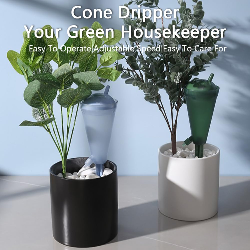 Chpbolly 2 PCS Sweet Cone Automatic Plant Waterer Self Watering Planter Insert Adjustable Drip Irrigation Plant Watering Device Plastic Slow-Release Watering System for Vacation Houseplant Care
