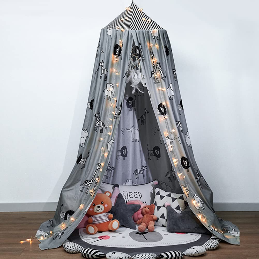 Bed Canopy for Kids Children Round Dome Mosquito Net Hanging Girls Canopy for Reading Corner/Bedroom/Game House,Princess Bed Canopy for Children,Kids Nursery Room Decorations,Baby Game Tent Color F