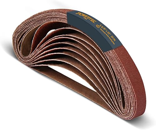 POWERTEC Correas de lijado de 1-18 x 21 pulgadas para lijadora de banda Makita 9031, banda de lijadora de banda de óxido de aluminio de grano 80