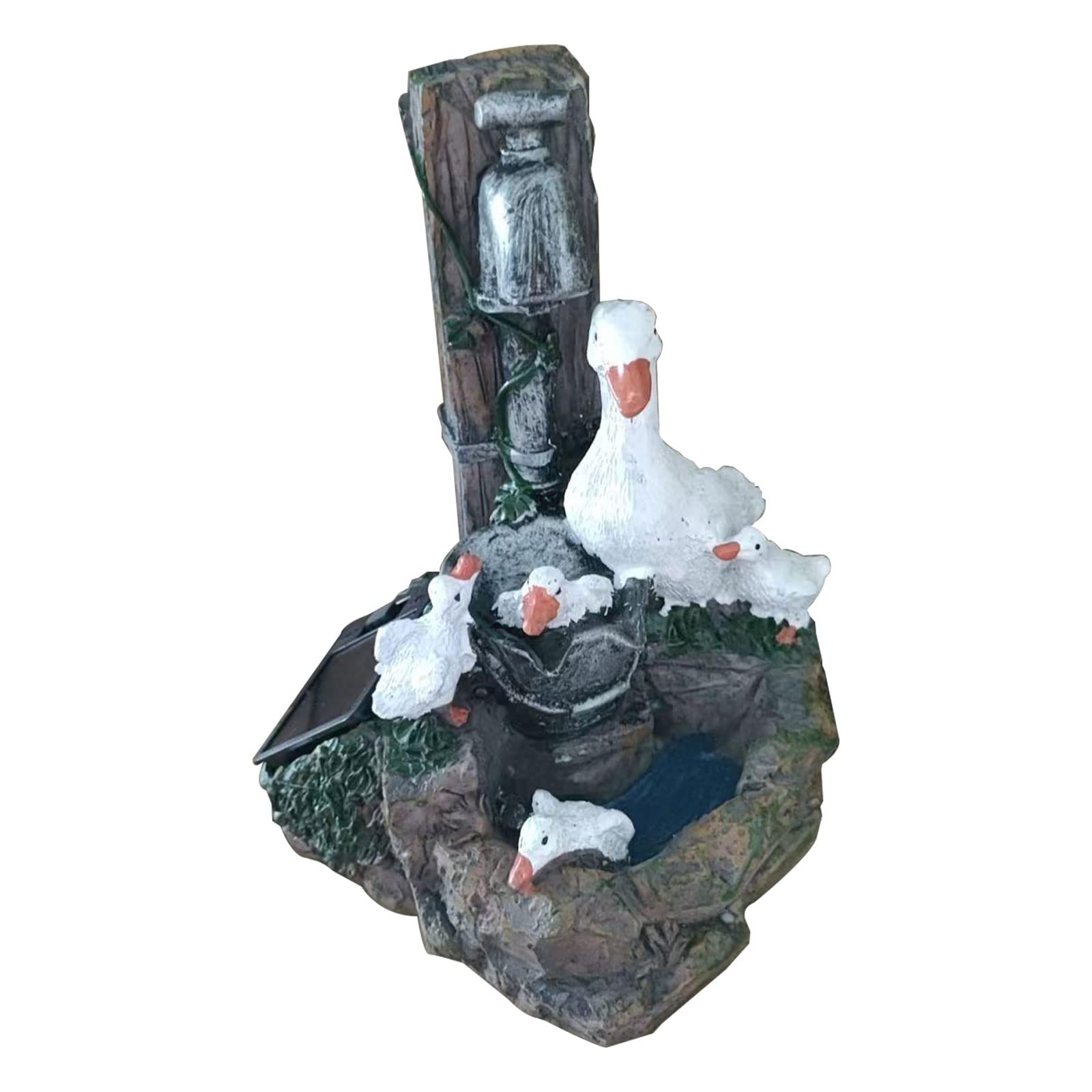 Yissone Solar Ducks Family Garden Statues Garden Ornaments Outdoor Decorations Water Fountain Duck Statue Landscaping Decoration for Patio Balcony Yard Lawn
