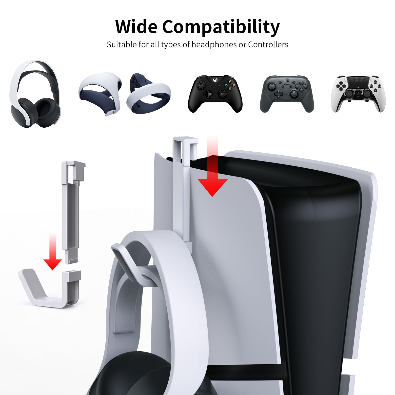 Stazione di ricarica con luce RGB per PS5 Slim, supporto di ricarica rapida con doppio controller di ricarica compatibile con PS5 Slim Digital/Disc Edition