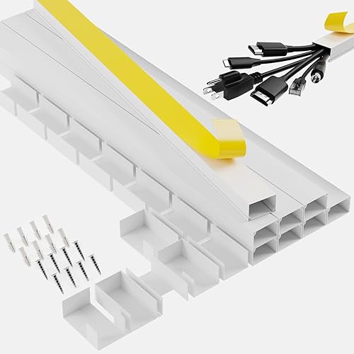 Miniatura 6 de Fundas de cable de 39 pulgadas para montaje en la pared kit de TV pintado blanco para bebés y mascotas a prueba de cables eléctricos para ocultar