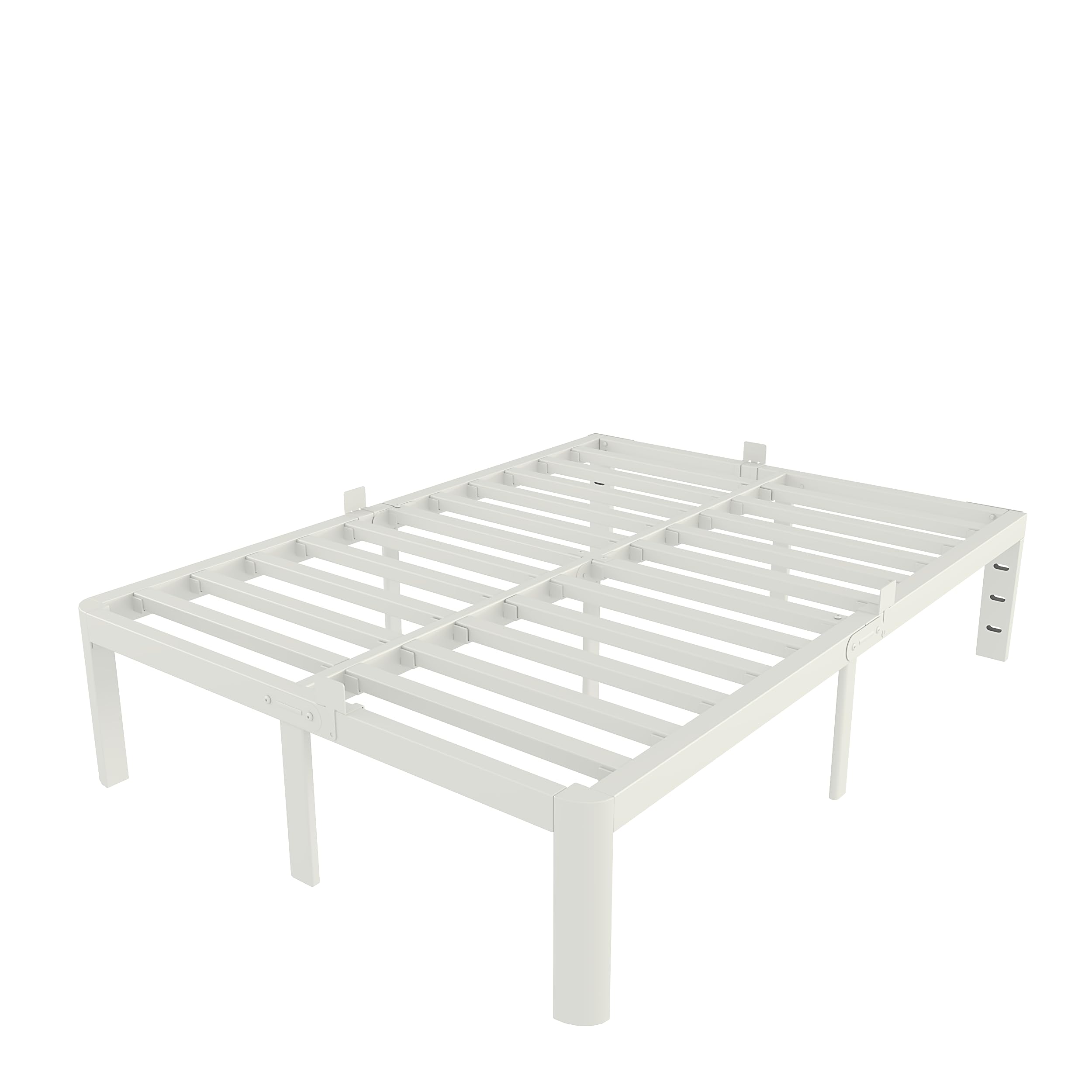 KZZLOL White Bed Frame Queen Size 14 Inch, Metal Queen Bed Frame No Box Spring Needed, Heavy Duty Steel Support 3500 LBS, DIY Headboard, Noiseless,