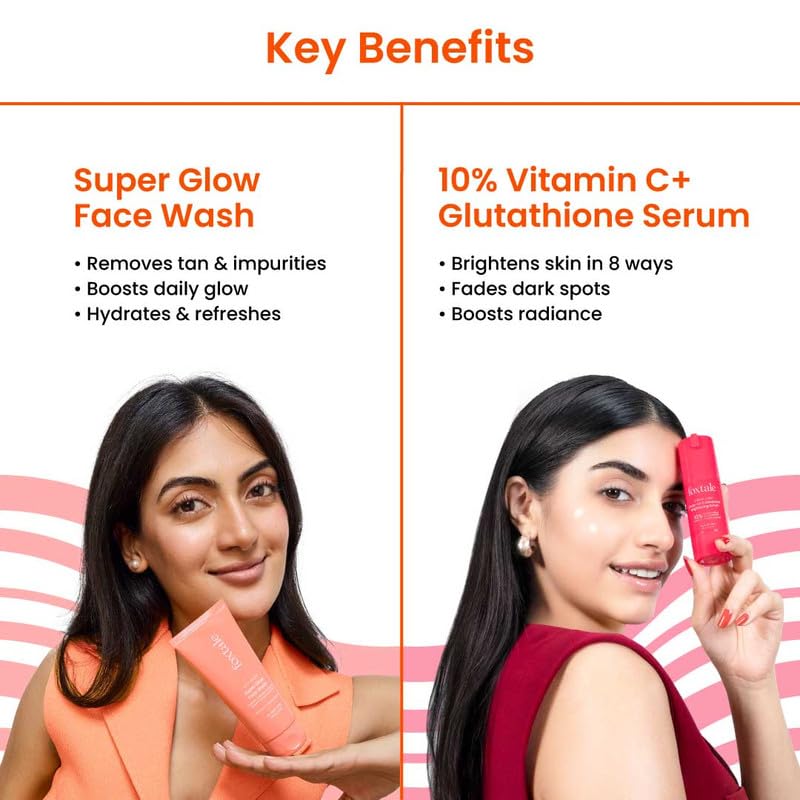 Image of Foxtale Eternal Glow Combo | Super Glow Face Wash + Vit C Glutathione Serum + Super Glow Moisturizer + SPF 50 Glow Sunscreen | Cleanses, brightens, hydrates & protects | All skin types | Unisex