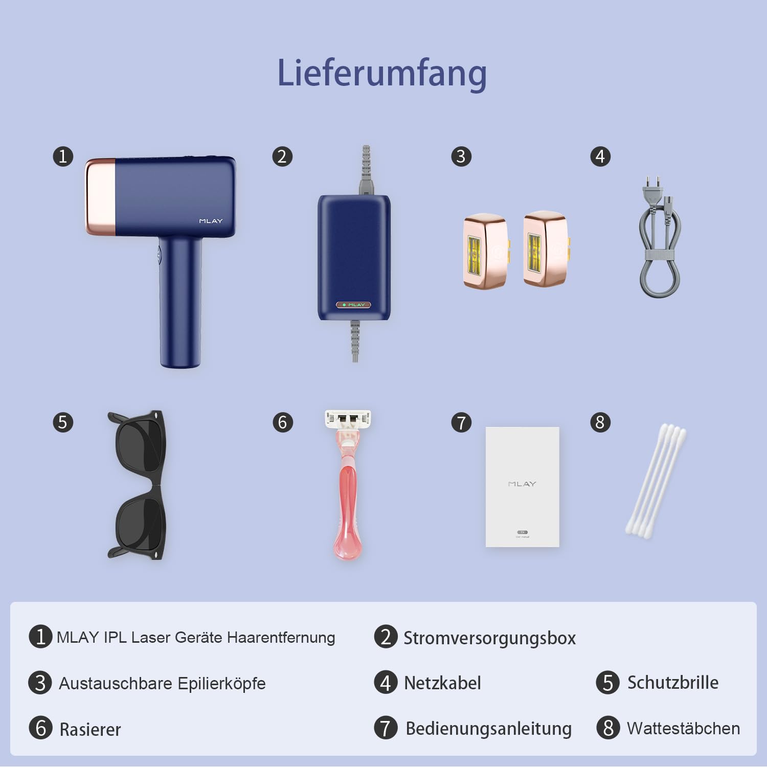 MLAY Laser IPL Geräte Haarentfernung - Leuchtet zweimal pro Sekunde auf 3-in-1 Kit Präzise Haarentfernung für jeden Teil Hair with Freezer Function Laser Hair Removal for Men, Women