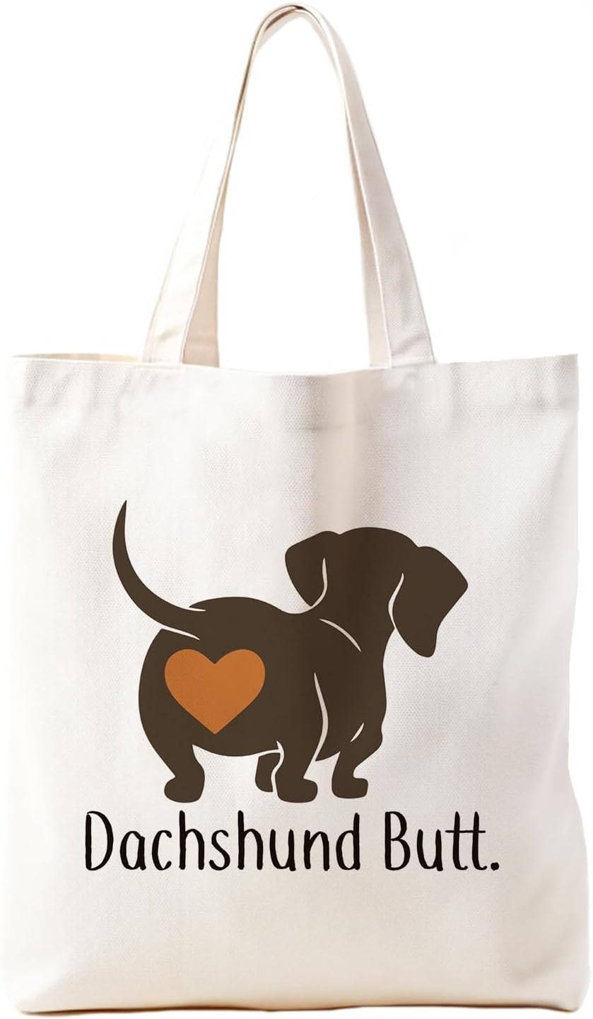 Funny Dachshund Gifts Canvas Tote Bag for Women, Dog Tote Bag, Dachshund Gifts for Dachshund Lover, Dog Gift Bag Reusable Grocery Shopping bags Beach Bag