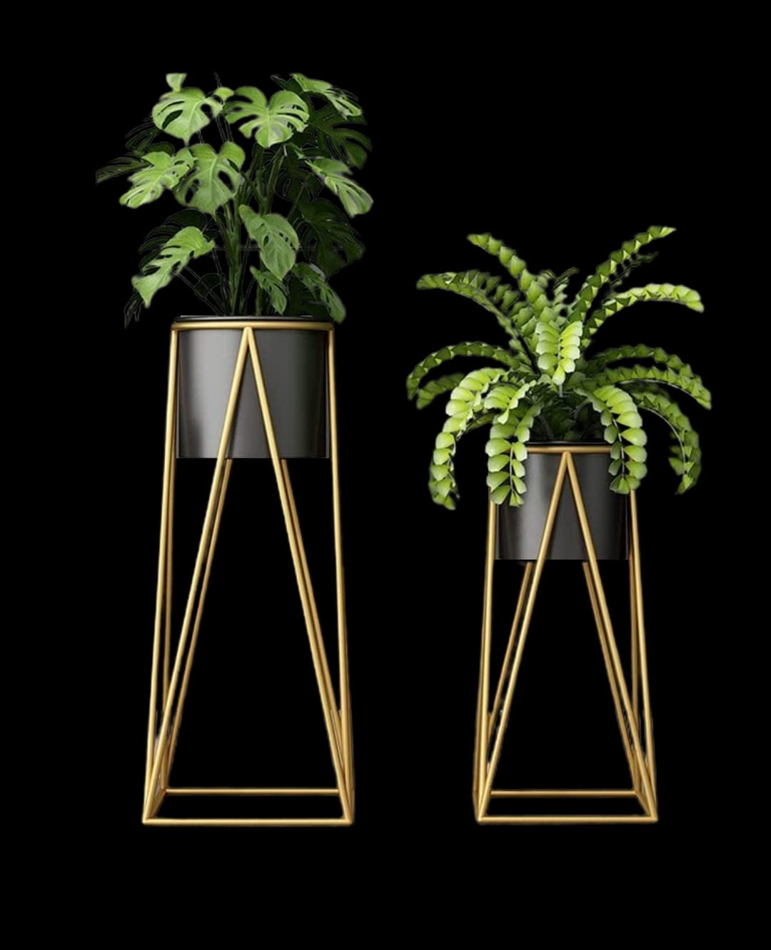 Neumark Metal Tall Gold Planter with Gold Stand Tall Modern Plant
