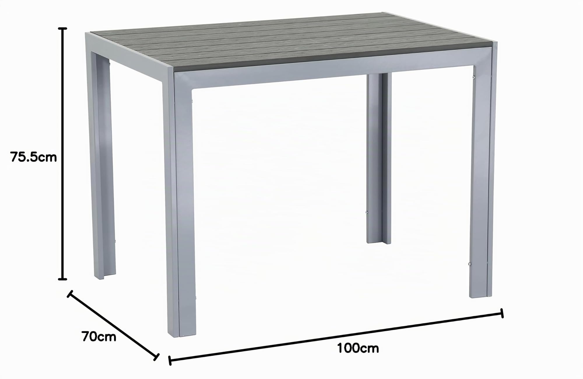 Gardissimo Aluminium Gartentisch Soul 100x70 cm Silber