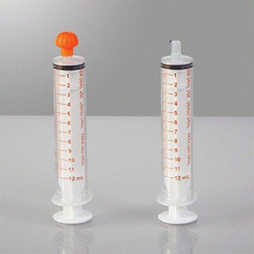 Divine Medical NeoMed Oral Dispensers with Tip Caps, 12mL (Clear/Orange Markings, 25 Pack)