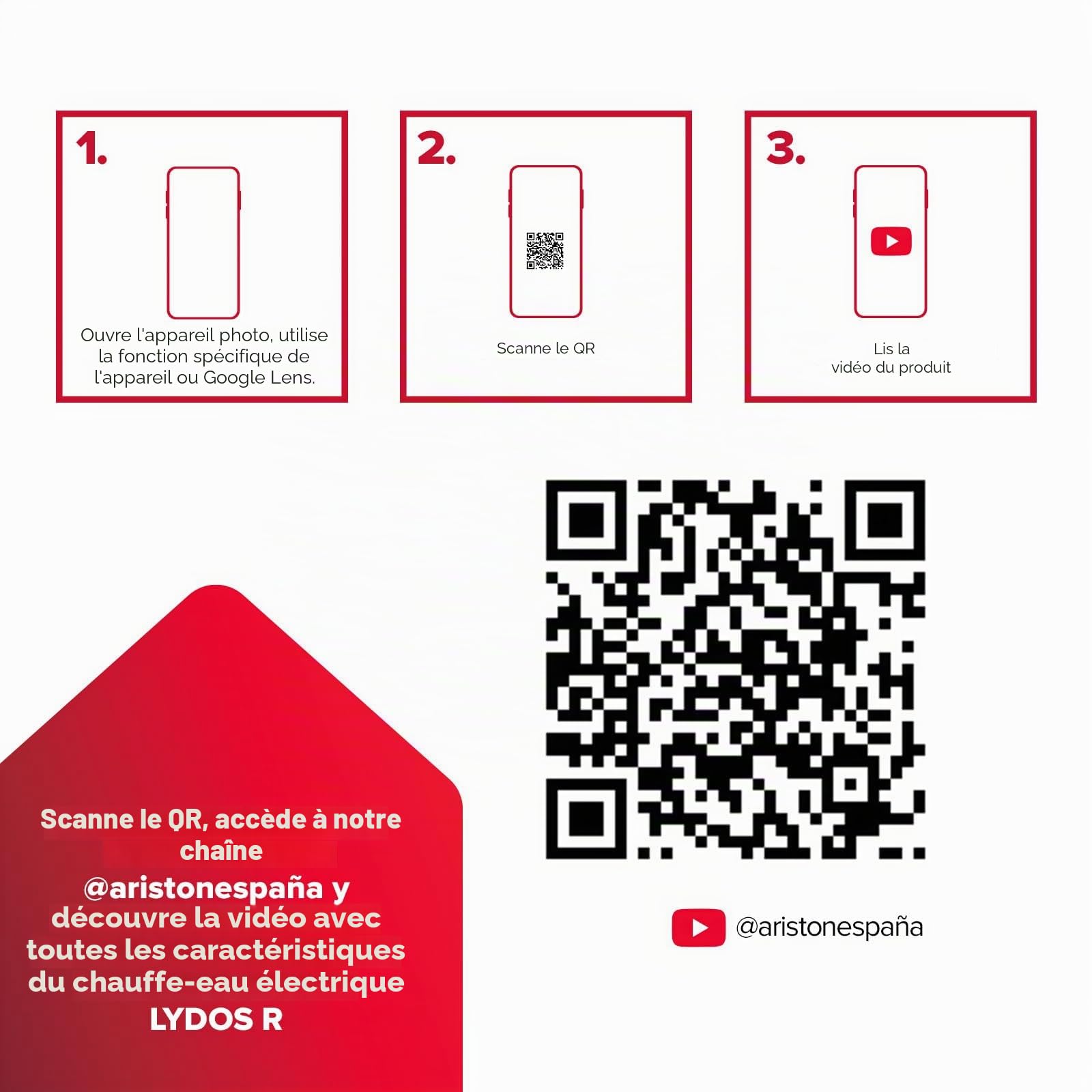Ariston Lydos R - Chauffe-Eau électrique Vertical avec régulation Externe + Titane dans réservoir 48 x 45 x 56,8 cm Fabriqué pour Installation en Espagne 50 l