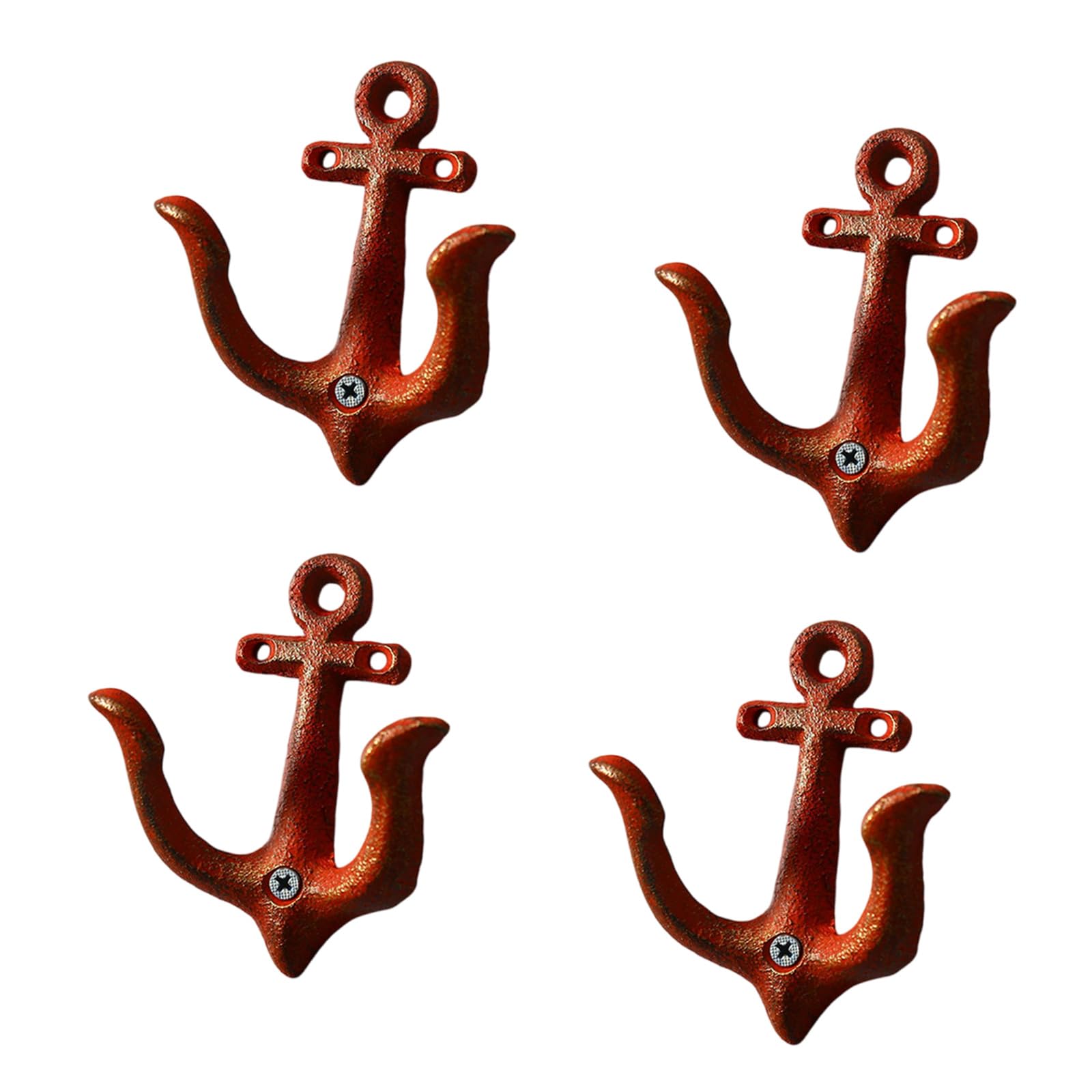 Qusinfc Red Decorsative Metal Anchors Hooks For Wall Mounting Antique Iron Homes Decors Heavy Duty Hangers For Coat Hat Craft Projects Sturdy Anchors Coat Hanger