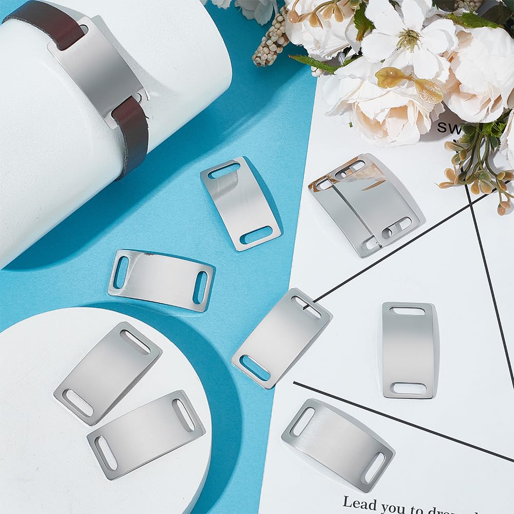 UNICRAFTALE 10Pcs Personalized Dog Collar Adjustable Dog Collar Stainless Steel Stamping Blank Tag Rectangle Pet Collars Tags Silent Engraved Slide On Pet ID Tag for Cats and Dogs 40mm - Image 2