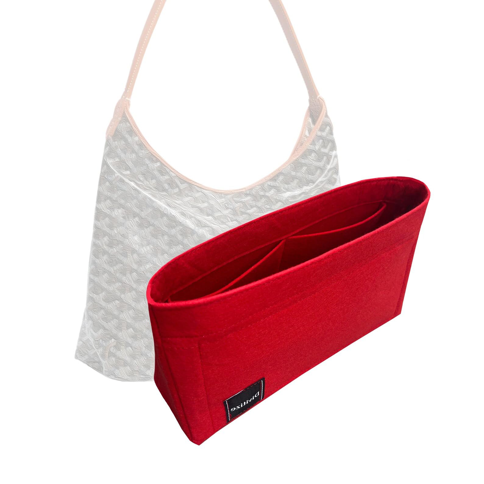 Divitize Purse Organizer fits Boheme Bag Organizer, Boheme Hobo Bag Insert, Bohème Insert Handmade 2mm Thick Premium Felt Snug Sturdy Insert with Silver Zipper (For Boheme Bag, Olive)