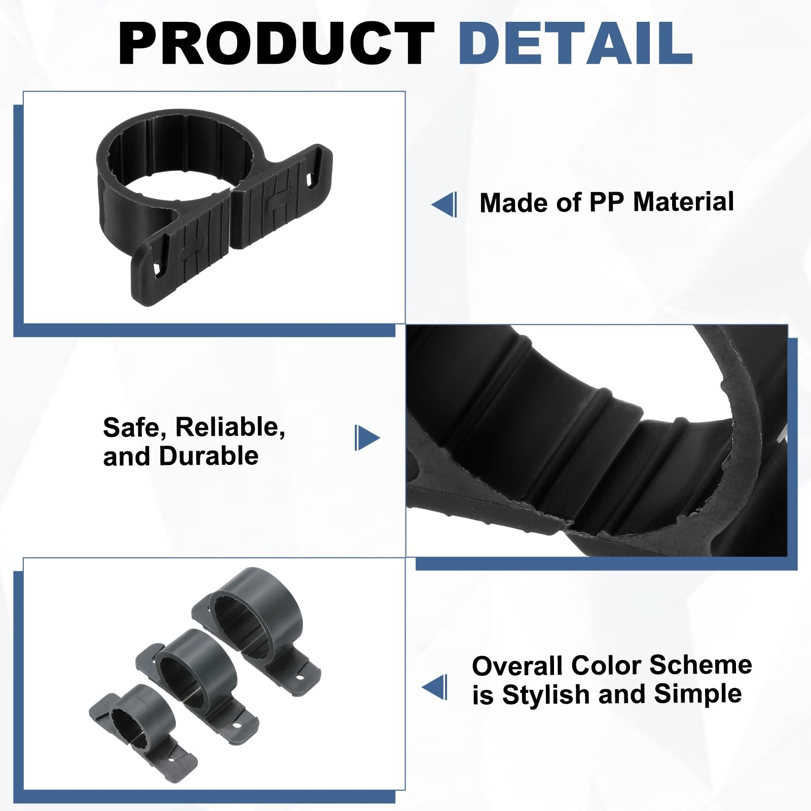 sourcing map 100 abrazaderas de tubo de suspensión de 1-1/2 pulgadas PP para soporte de tubo de cobre Pex CPVC, color negro