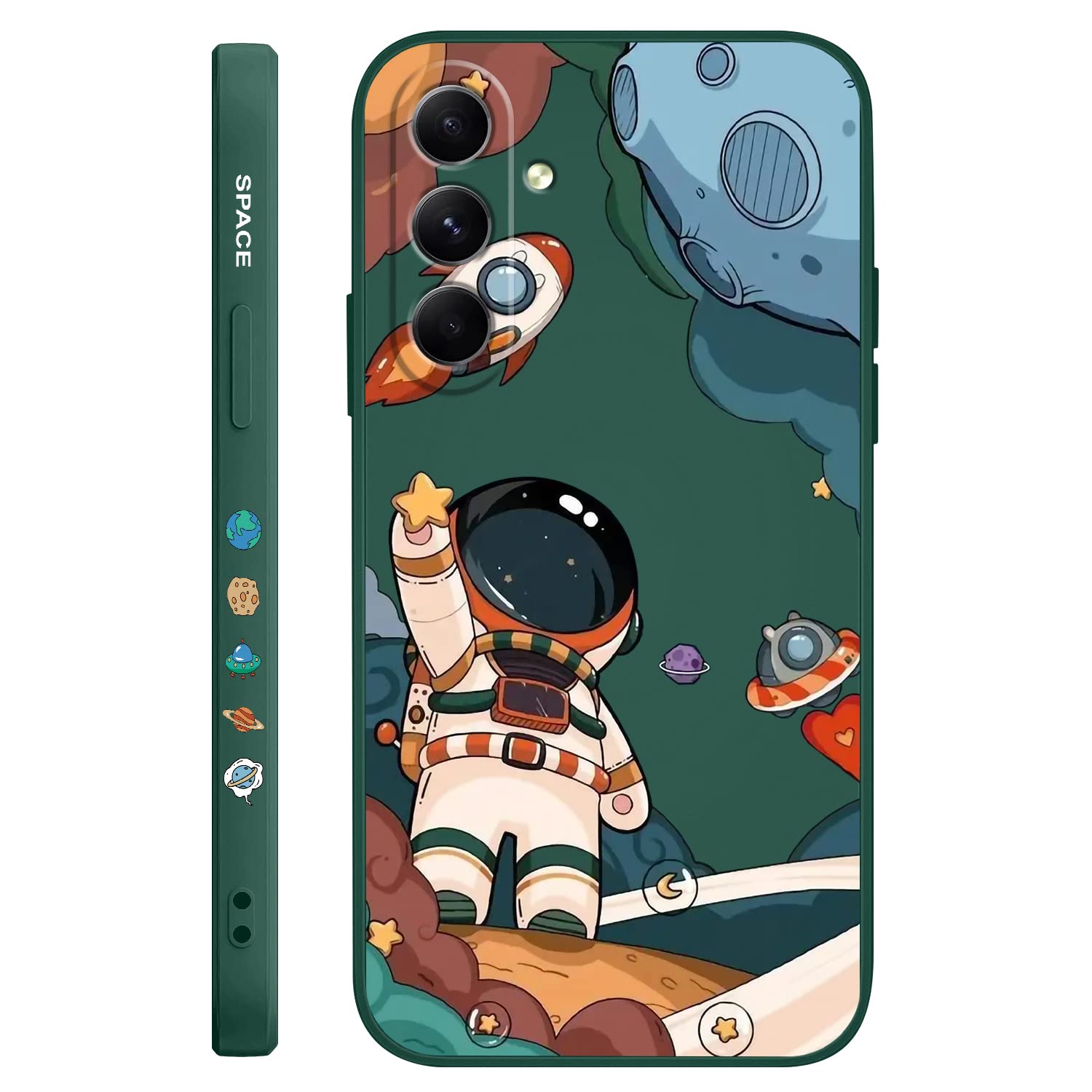 LEECG for Samsung Galaxy A54 Case, for Galaxy A54 Case Cute Cartoon Astronaut Pattern Design,Shockproof Anti Fall Protective Case Soft Protective Phone Cases for A54 Samsung Phone Case-Dark Green