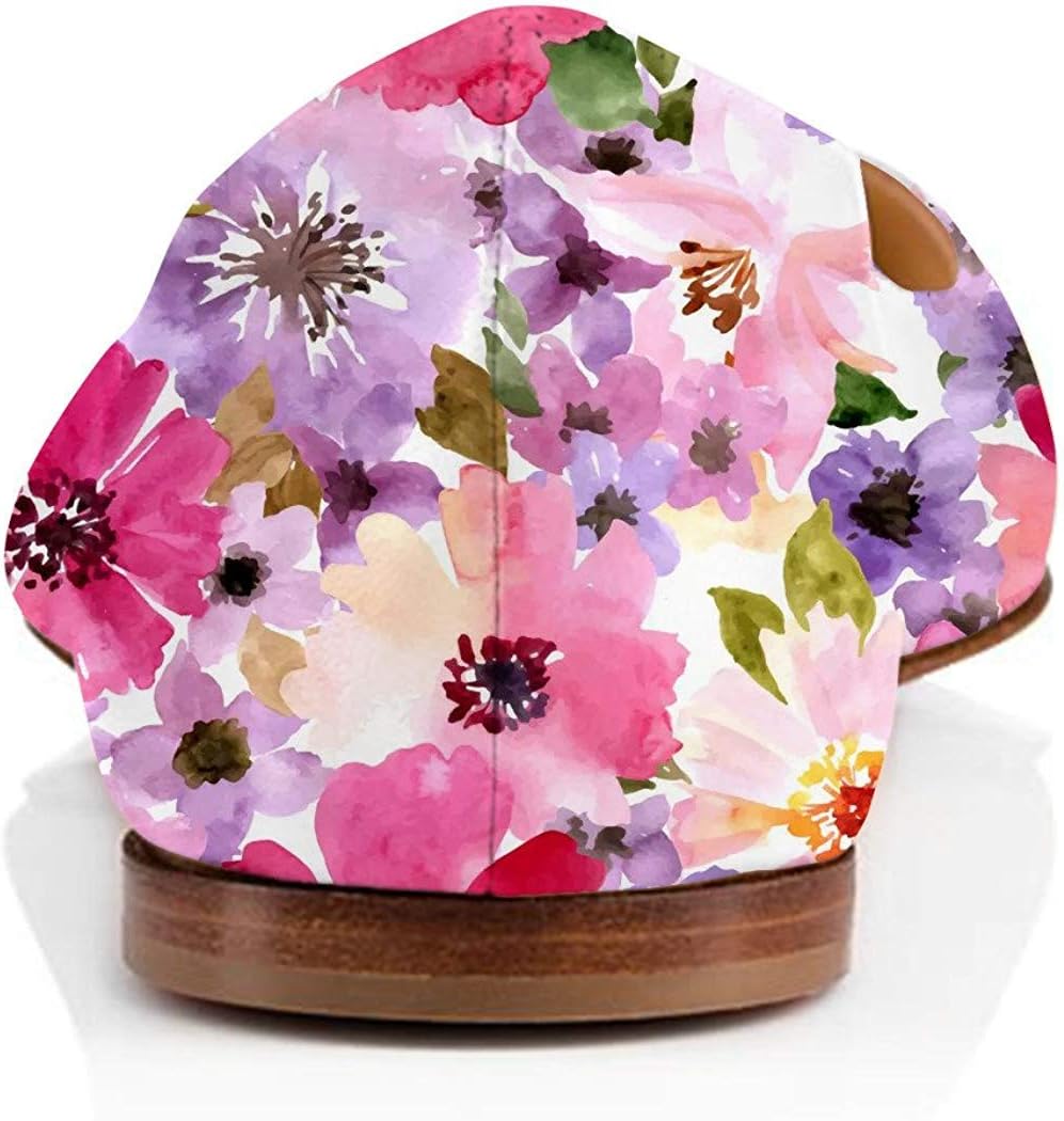 FSJ Women Fresh Floral Printed Flat Pumps Pointed Toe Slip On Party Dress Shoe for Comfort Casual Outfits 4-15 US