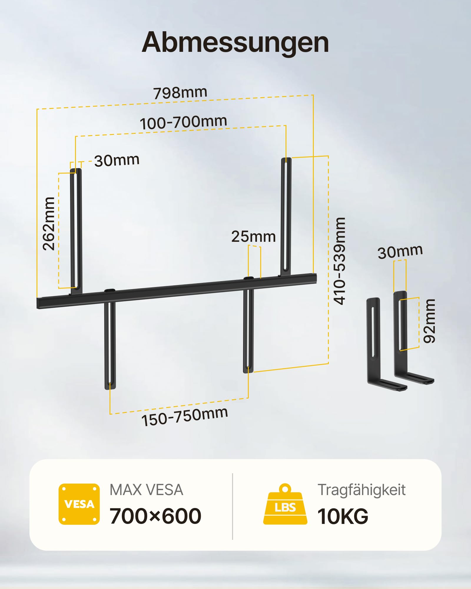 monTEK Soporte Barra Sonido para Instalar bajo tu televisor