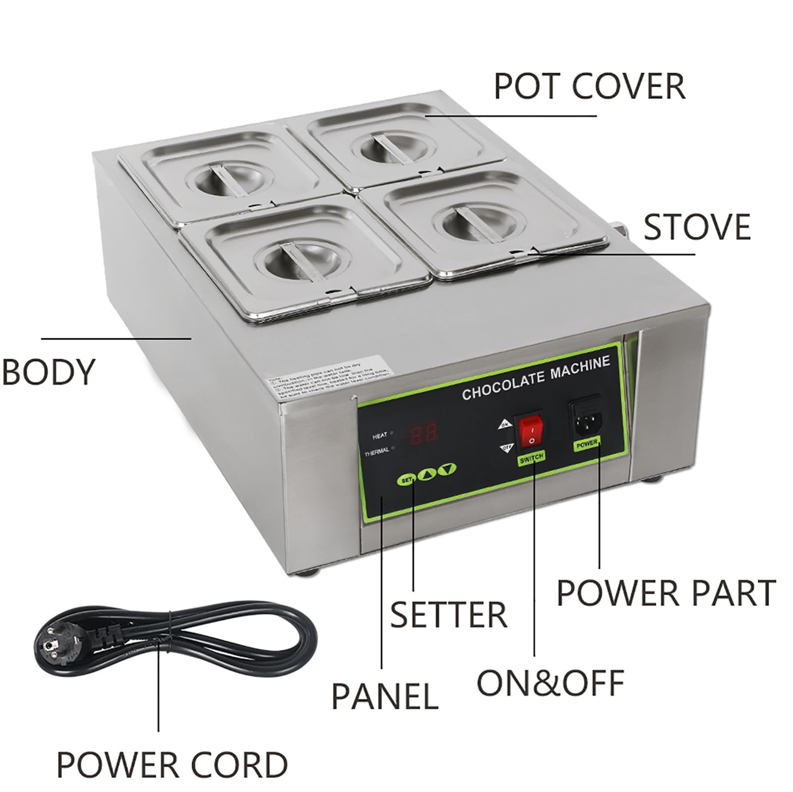 Machine À Fondre Le Chocolat, Tempéreuse À Chocolat Professionnelle De 1000W, Capacité De 8kg/12kg, Température Réglable De 0 À 194 °F, pour Faire Fondre Et Réchauffer Le Chocolat 5Tank