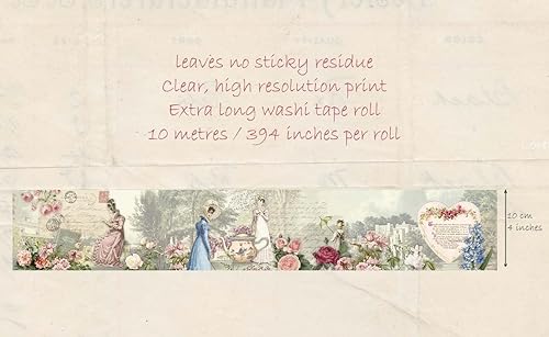 Miniatura 3 de Serenity Fair Jane Austen (Country Garden) - Cinta adhesiva washi extra ancha para diarios, álbumes de recortes, manualidades y bordes de pared. No