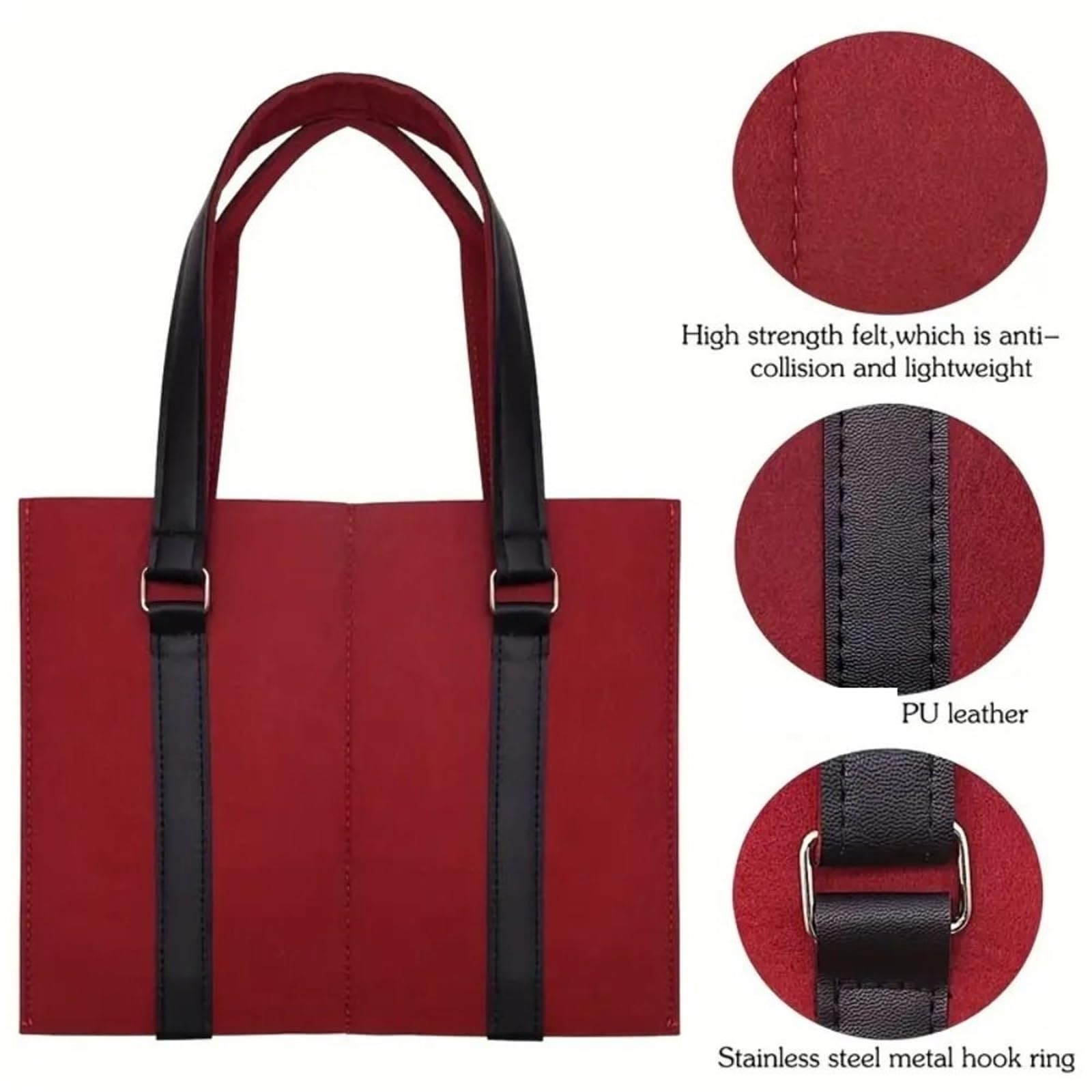1 Borsa con Manico | Design leggero in feltro for picnic, barbecue o spiaggia(Blackdouble)
