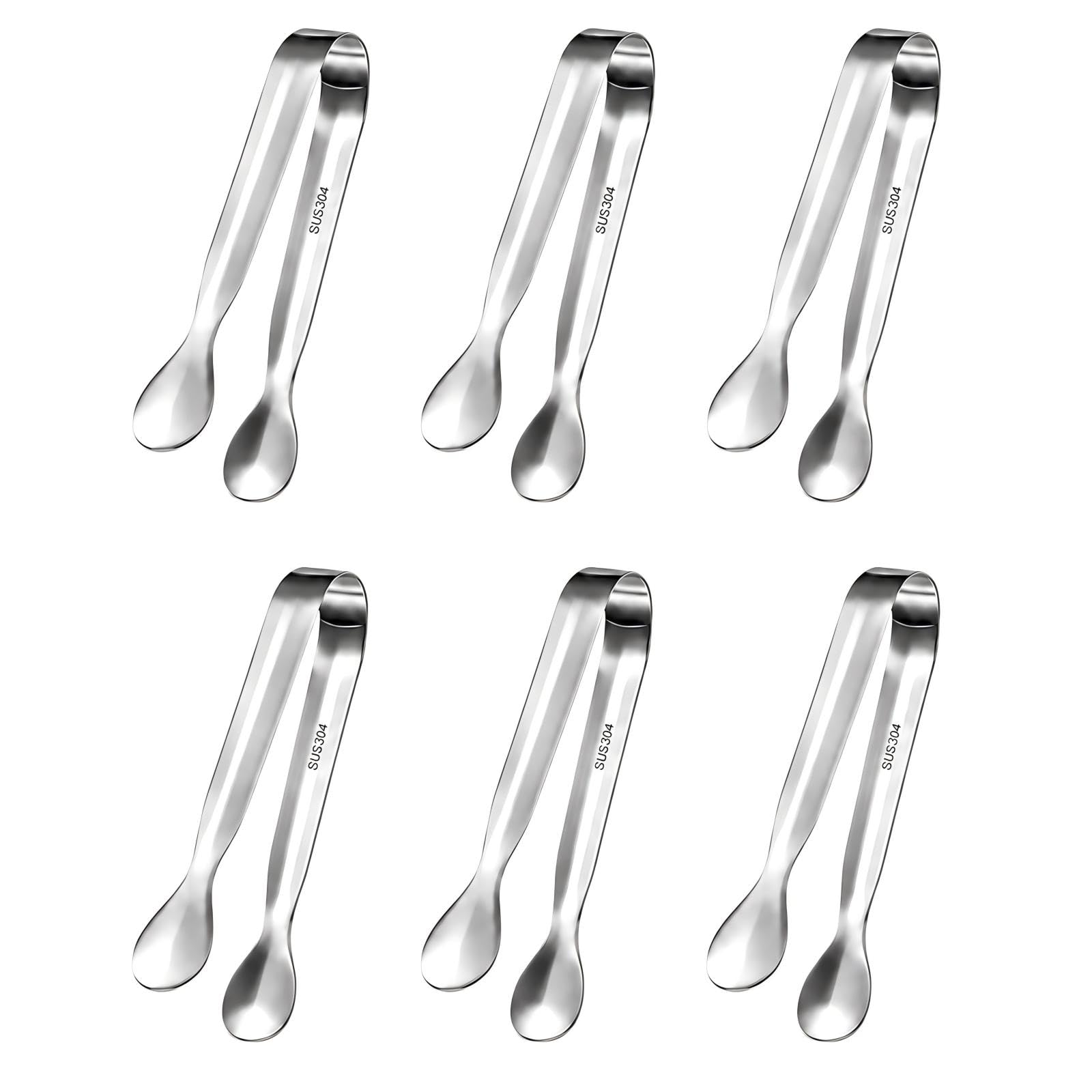 Mini Stainless Steel Tongs - 6 Pack for Tea & Coffee -1 Mini Stainless Steel Tongs - 6 Pack for Tea & Coffee -1
