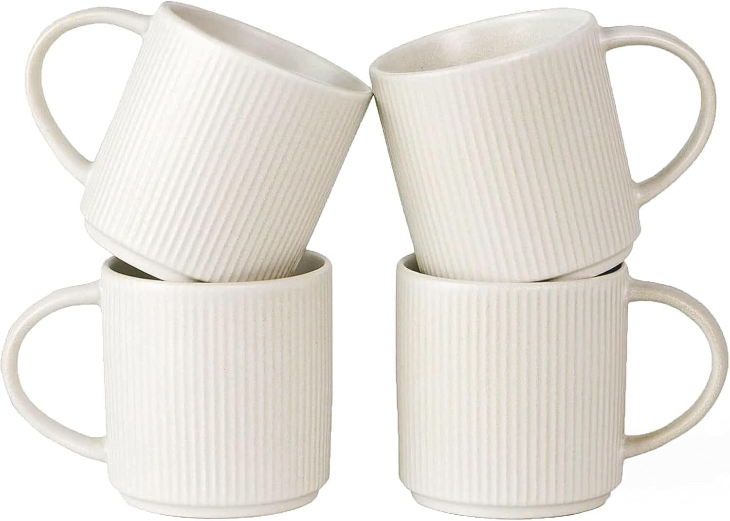 Juego de 4 tazas de cerámica de 340 ml con asa grande, aptas para microondas y lavavajillas, perfectas para latte, capuchino, té y más, para amantes del café