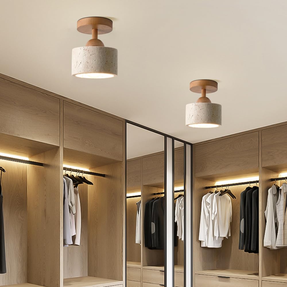 Jadssox kamienna lampa sufitowa nowoczesna lampa sufitowa do montażu podtynkowego cylindryczna drewno blisko lamp sufitowych E27 oprawa oświetleniowa do przedpokoju lampy sufitowe z kamienia naturalne