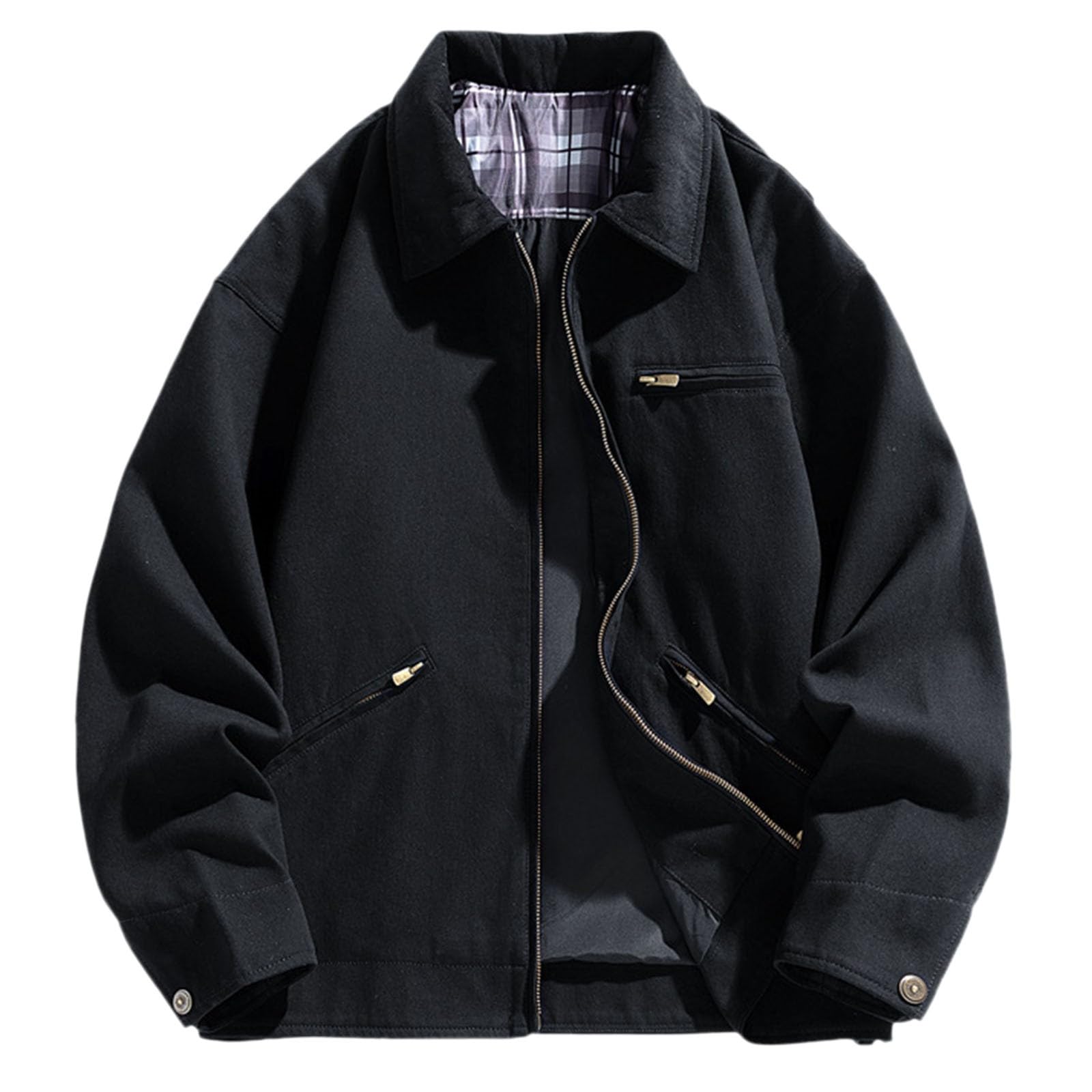 Winter Jacket Men's Thick Light Fall Warm Winter Padded Retro Lapel Jacket Outdoor Ventures Fleece Lined Hooded Casual Coat