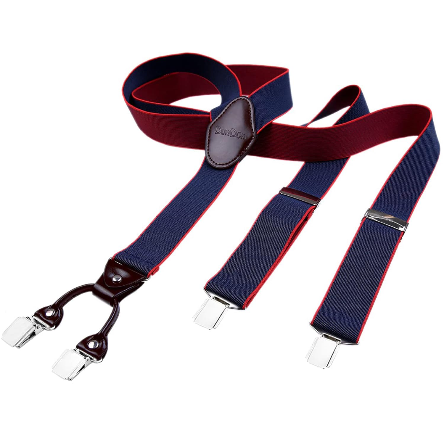 Bretelles Homme Élastiques - 3.5cm Large - 4 Clips Argentés - Réglables