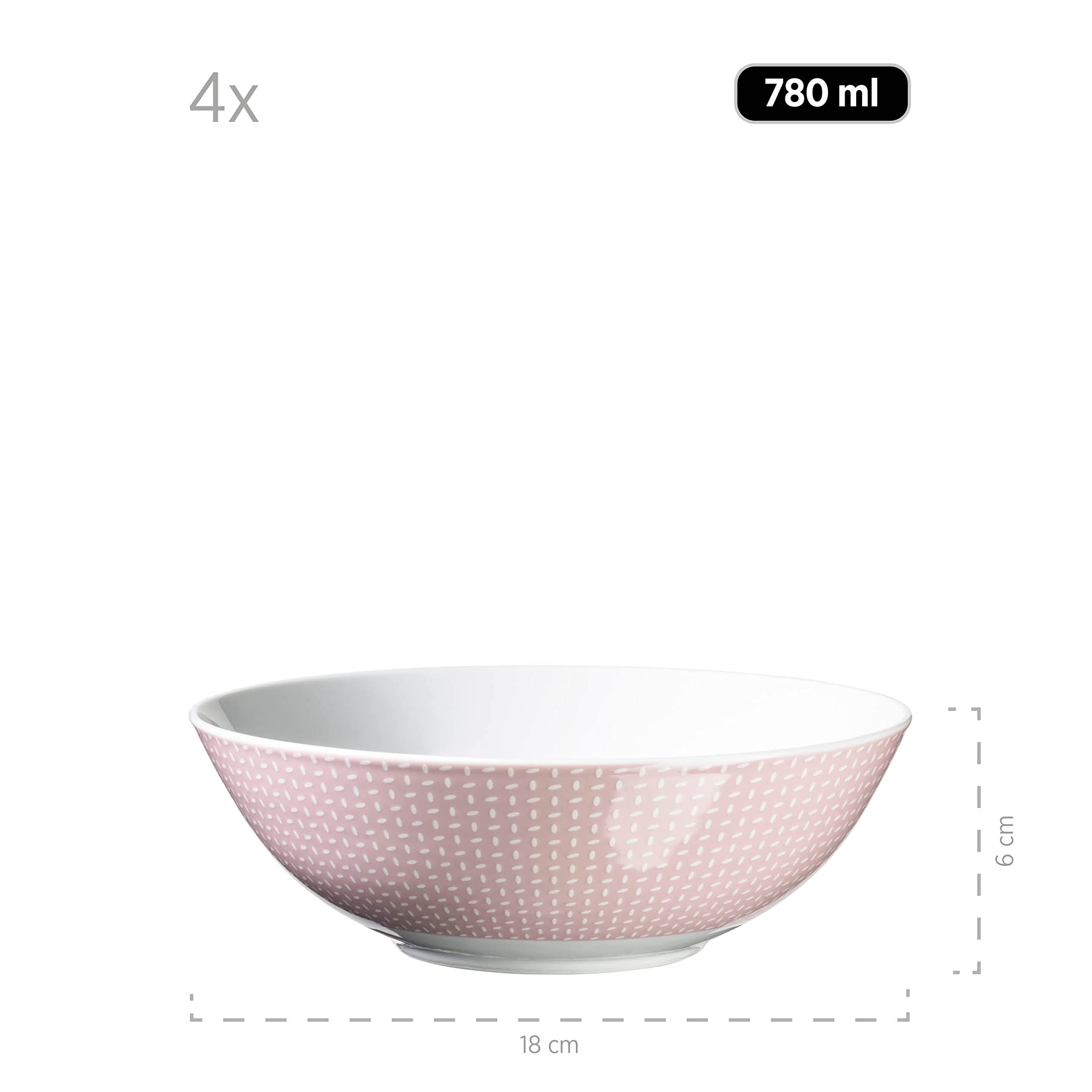 MÄSER Kitchen Time II - Vajilla para 4 personas (porcelana, 16 piezas), color rosa