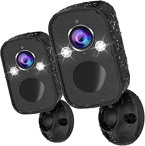 Rraycom Security Cameras Wireless Outdoor, 2pcs 2k Cameras for Home Security with Motion Detection Siren Alarm WiFi Surveillance Indoor Camera, Color Night Vision, 2-Way Talk, Waterproof, Cloud/SD asin的图片