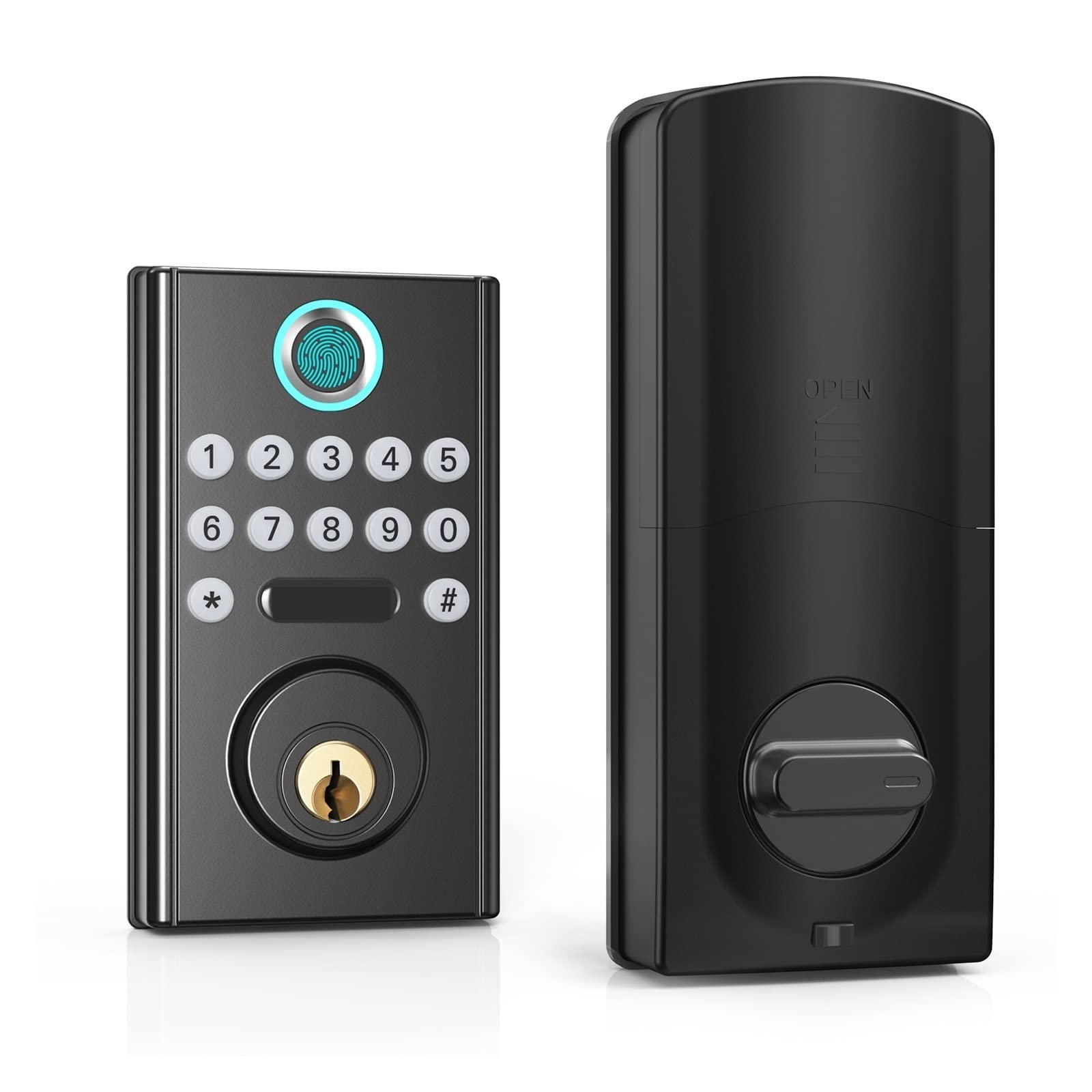 Smart Keyless Entry Door lock Pull Handle Set Knob Digital Fingerprint Locks For Security Home Office Hotel Furniture(Noir)
