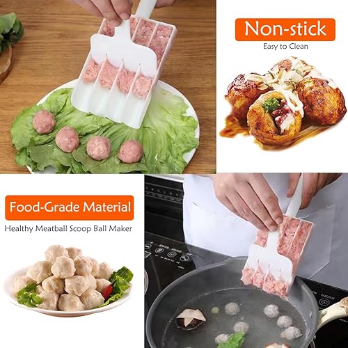 Miniatura 3 de Creative Kitchen - Máquina de albóndigas cuádruple, 4 albóndigas a la vez, molde antiadherente para hacer albóndigas para cocinar, masa de galletas